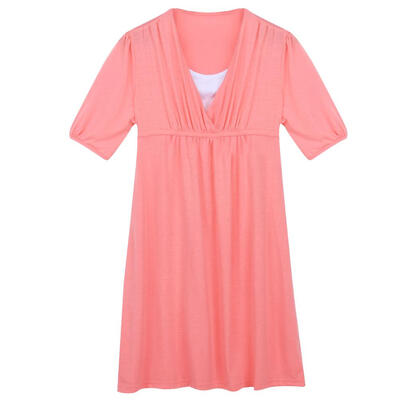 

False Two Casual Women Sexy Pregnant Models V-neck Elastic Waist Dress