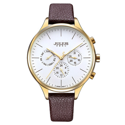 

Poly-hour watch womens waterproof belt retro-simple temperament large dial calendar week womens watch tide