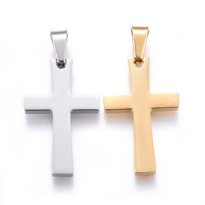 

304 Stainless Steel Pendants Cross Mixed Color 26x165x22mm Hole 8x4mm