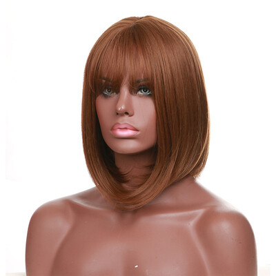 

Element Synthetic Hair 14 Inch Bob Straight Wig with Bangs Shoulder Length Heat Resistant Fiber for Black Women Free Shipping