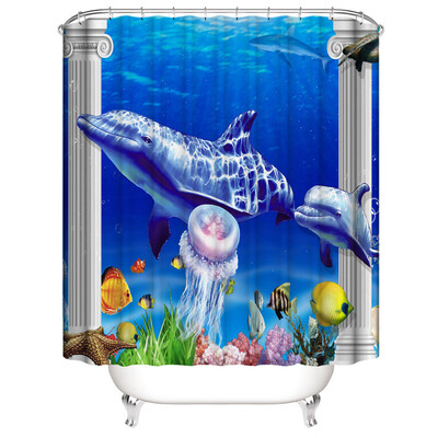 

Toponeto New Waterproof Shower Curtain with 12 Hooks 3D Printed Bathroom Polyester