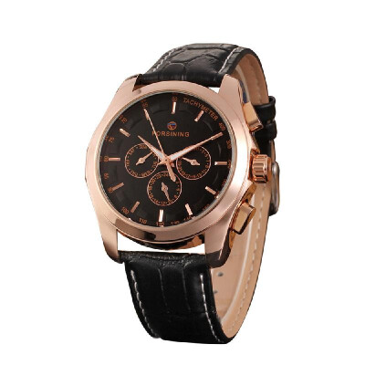 

FORSINING Fashion Calendar Date Week Leather Band Watch Men Automatic Mechanical Wristwatch