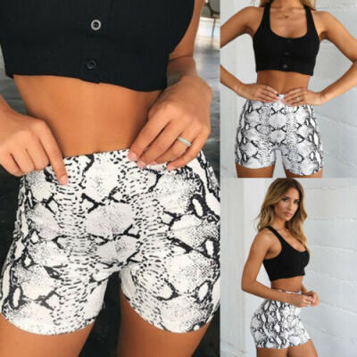 

New Women Snake High Waist Boxers sporty gym Runner Shorts Crushed Hot Pants