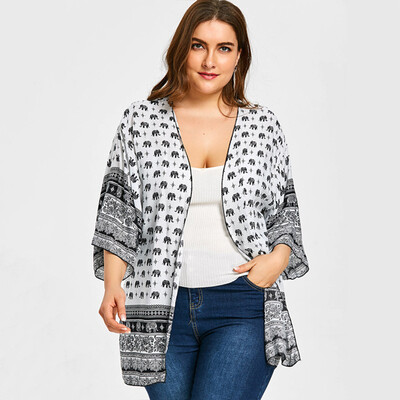 

PREISEI Summer Women White Casual Sweet Animal Print Beach Blouse V-Neck Three Quarter Sleeve Blouses Shirt DJDM002