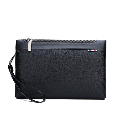 

New mens bag fashion casual soft leather mens clutch bag large capacity wrist bag ipad bag