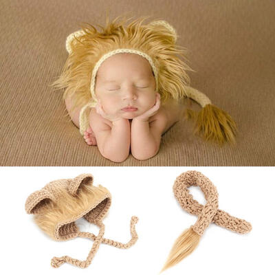 

Greensen Soft Baby Infant Hat Photography Props Newborn Photo Shoot Lion Hat Tail Sets