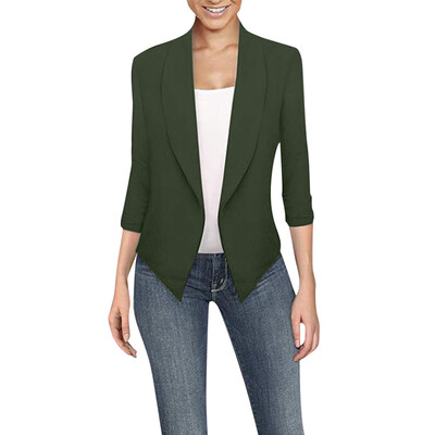 

Toponeto Women Thin Office Lady Lapel Long Sleeved Coat Suit Slim Cardigan Casual Tops