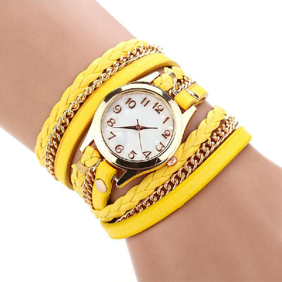 

Luxury Vintage Leather Mujer Bracelet Watch Men Women Wristwatch Fashion Casual Analog Ladies Watches Relogio Weave Wrap Quartz Cl