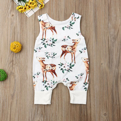 

Toddler Kid Baby Boy Girl Flower Sleeveless Romper Jumpsuit Deer Outfit Clothes