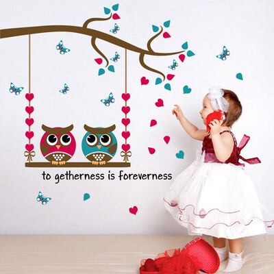 

〖Follure〗Cartoon Owl Birds Branch Removable Kids Decor Mural Wall Stickers Decal