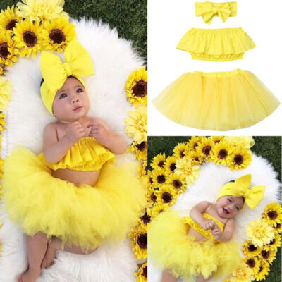 

US 3PCS Toddler Kids Baby Girl Outfits Clothes Shirt Tops Tutu Skirt Dress Set