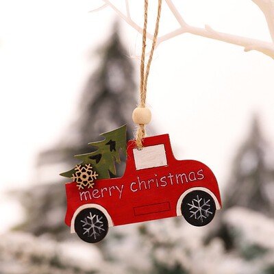 

Siaonvr 1PC Wooden Hanging Christmas Tree Cabin Elk Car Ornament Xmas Party Home Decor