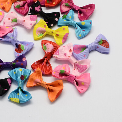 

Handmade Woven Costume Accessories Strawberry Printed Grosgrain Bowknot Mixed Color 24x37x5mm about 500pcsbag