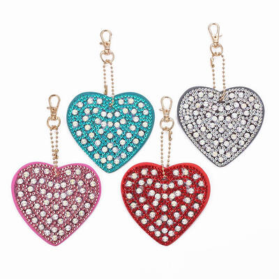 

4pcs DIY Full Drill Diamond Painting Special Shaped Heart Key Chain Gifts