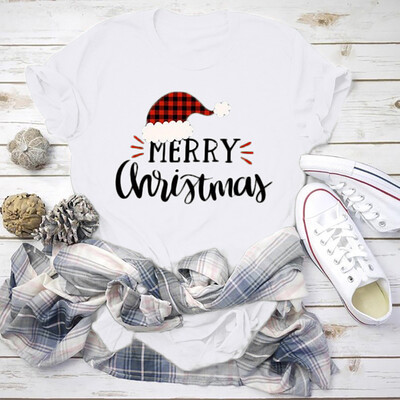 

Gobestart Womens Christmas Letter Printed Round Neck Short Sleeve T-shirts Tops Blouse