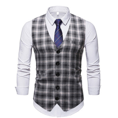 

Toponeto Mens Fashion New Style Business Leisure Vest Comfortable Checked Waistcoat Top