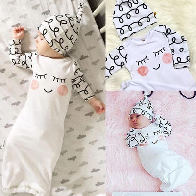 

Sleepy EyesRosy Cheeks Newborn Take Home Outfit Baby Gown&Hat Infant Gift
