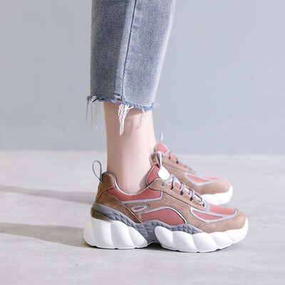 

Reflective sports wind single shoes womens new thick bottom increased old shoes net red color