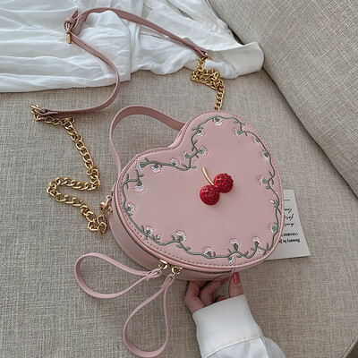 

Korean version hundred lap small bag fashion small fresh lace heart shape woman bag new 2019 chain single shoulder bag oblique sat