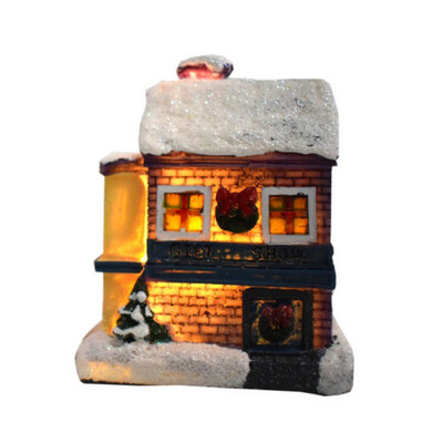 

Clorful LED Flashing Resin Christmas Scene Village Houses Town Battery Operate Christmas Ornamnet
