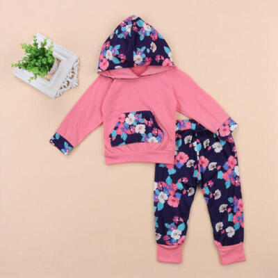 

UK Newborn Toddler Infant Baby Boy Girl Clothes Floral T-shirt Tops Pants Outfit