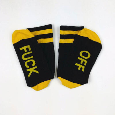 

FUCK OFF Letter Print Unisex Socks Hit Color Cotton Dress Socks Novelty Skateboard Tube Socks For Couple 1 Pair