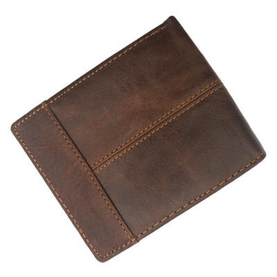 

Crazy Horse Leather Wallet Top Cow Leather Short Wallet Retro Personality Wallet 3-Folding Coin Wallet