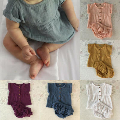 

Infant Toddler Baby Girl Clothes Romper Tops T-shirt Ruffle Short Pants Outfits