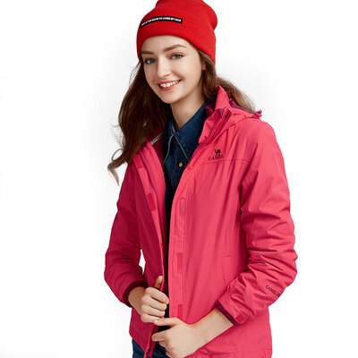 

Camel outdoor CAMEL Jackets men&women three-in-one two-piece waterproof windproof mountaineering clothing female A8W131155 coral red S