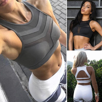

Women Sport Yoga Bra Workout Tank Tops Stretch Seamless Racerback Fitness Padded