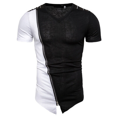 

Toponeto Fashion Mens Summer Casual Slim Patchwork Short Sleeve T Shirt Top Blouse