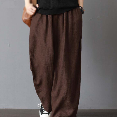 

Womens Loose Comfortable Casual Baggy Wide Leg Pants Straight Beach Trousers