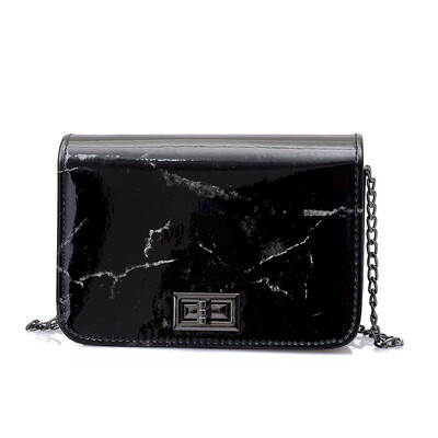 

JHD Women Fashion Marble Pattern Glossy Leather Chic Chain Bag Shoulder Bag Handbags Messenger Bag
