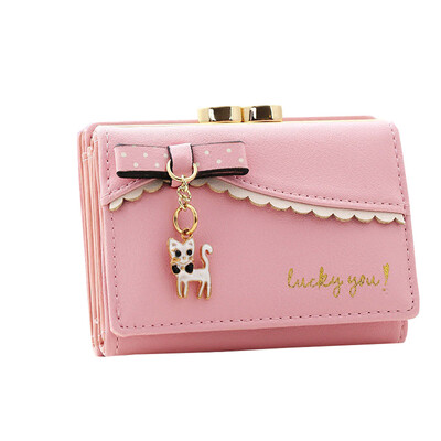 

Tailored Fashion Women Wallet Cute Cat Wallets Purses Pendant Bowknot Short
