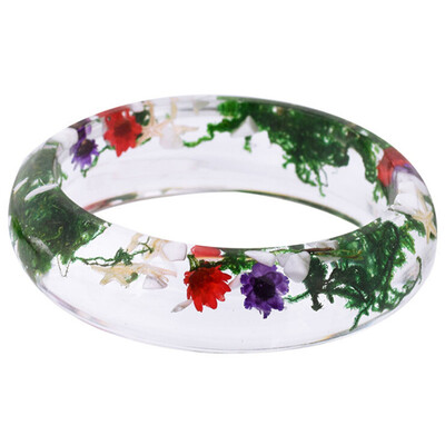 

Handmade Aquatic Plants with Conch & Starfish Pressed Flower Transparent Resin WomensGirls Charm Bracelet-Size Option