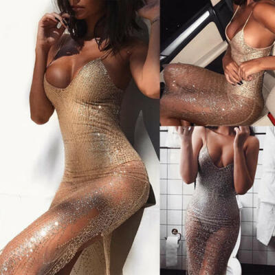 

Women Sexy Bandage Bodycon Sequin Evening Party Cocktail Short Mini Dress USA