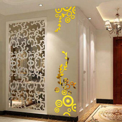 

Gobestart Creative Circle Ring Acrylic Mirror Wall Stickers 3D Home Room Decor Decals BK