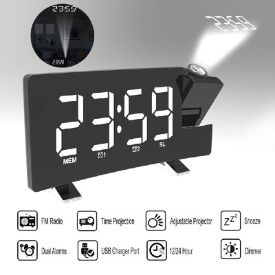 

Clock Multifuctional Projection FM Radio Alarm Clock With USB Charging Port