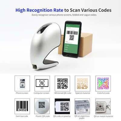 

Barcode Scanner USB Versatile Scanning Code QR Code 1D&2D Code Reader for SupermarketsStores Silver