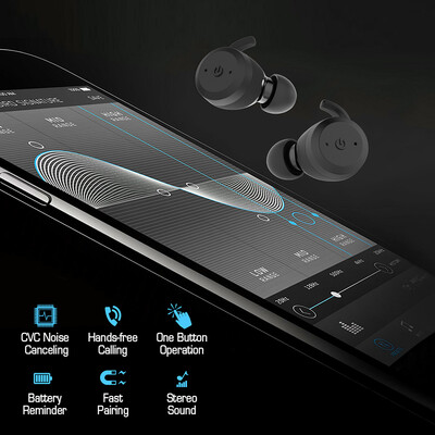 

TWS Earbuds True Wireless Bluetooth 50 Headset with Charging Box Mic Twins Stereo Earphone Waterproof IPX7 with Ear-hook In-ear N