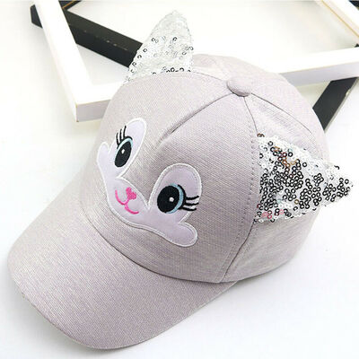 

Kids Children Girls Cartoon Baseball Cap Visor Sequins Cat Ears Snapback Sun Hat