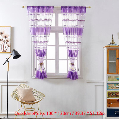 

Horizontal Stripe Sheer Curtain Window Screening Window Rod Pocket Curtain Panel for Living Room Bedroom Dining Room 39"X51" 1 Pan