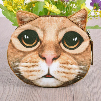 

New Casual Handbag Purse Cute Fashion Women Coin Purse Cat Animal Print Mini Wallet Zipper Closure Small Clutch Bag