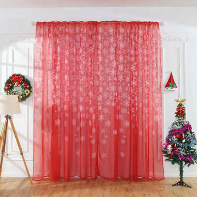 

Nordic Home Window Curtain snowflake print semi-shade Transparent Curtain Decorative Drapery for bedroom livingroom office decor