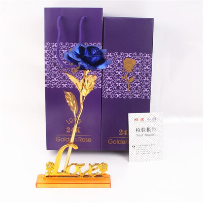 

Day Gift 24K Gold Foil Artificial Rose Flower Valentine\s Day Birthday Giftblue