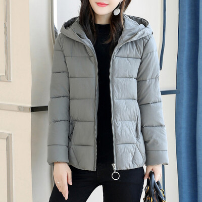 

Tailored Fashion Women Winter Warm Hooded Cotton Winter Jacket Solid Long-Sleeved Coat