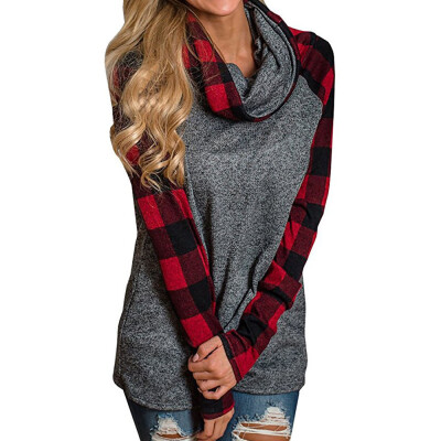 

Starmoon Womens Turtleneck Tops Plaid Shirts Tunic Long Sleeve Pullover Sweatshirt BK3XL