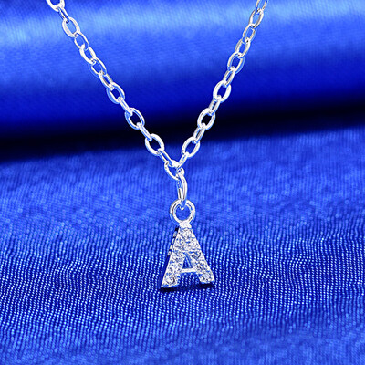 

Sale 1PC Women Girls 26 Letter Pendant Necklace Graceful Unique Adjustable Silvery Letter Pendant Necklaces