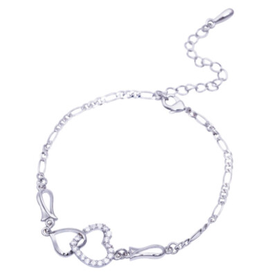 

Women Fashion Love Wedding Heart Shape Link Crystal Chain Bracelet Bangle 18K Yellow Gold Filled Jewelry