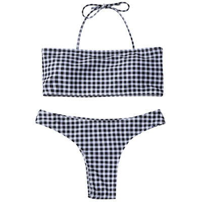 

Halter Checked Thong Bikini Set